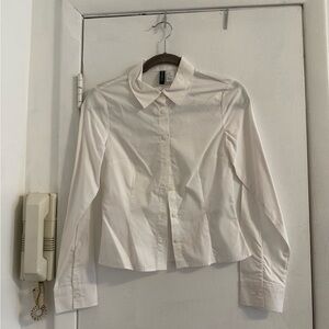 H&M Crisp White Fitted Collared Shirt